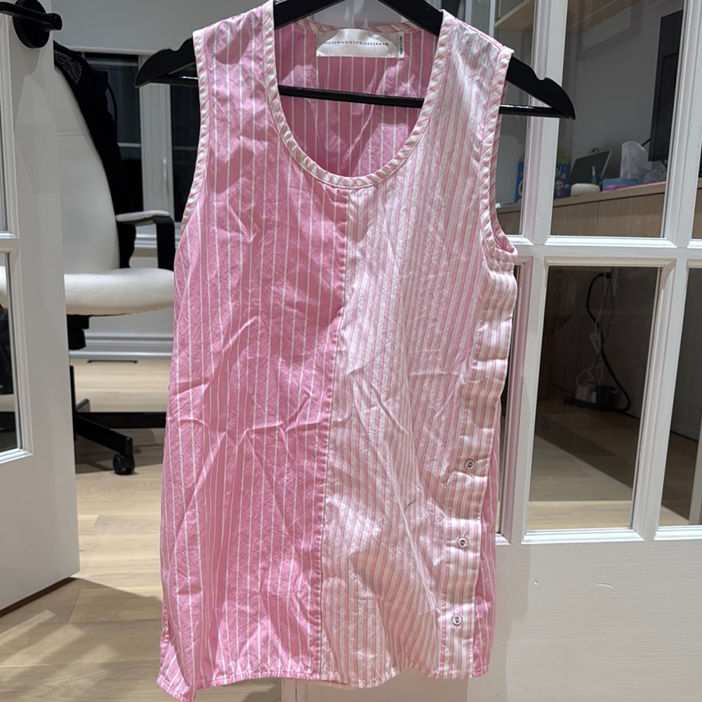 Pink Striped Sleeveless Top - Picture 1 of 5